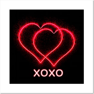 XOXO, hugs and kisses neon light sign Posters and Art